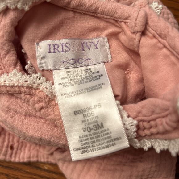 Iris & Ivy Girls Dress 0-3 Months Rose Smocked Americana Classic Embroidered (4) - Picture 7 of 7